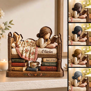 Just A Girl Who Loves Books Wooden Plaque, Personalized Name Book Lover Gift