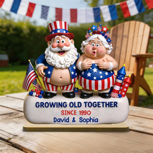 Growing Old Together, Personalized Wood Ornament, Gift For Couples