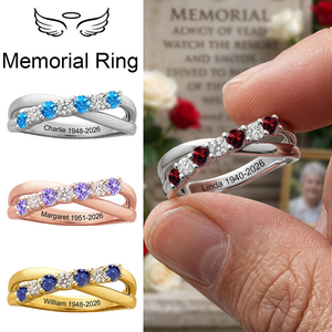 Always In My Heart, Personalized Memorial Birthstone Ring, Sympathy Gift