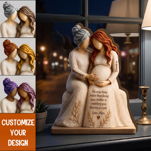 Personalized Mother Daughter Pregnancy Wooden Plaque,Pregnancy Mom Keepsake Gift