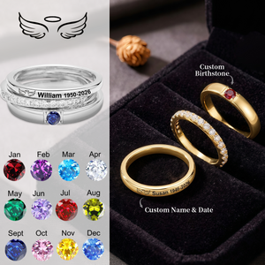 Always In My Heart, Personalized Stacking Birthstone Memorial Ring