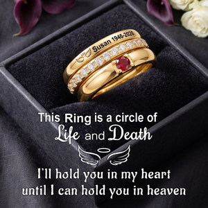 Always In My Heart, Personalized Stacking Birthstone Memorial Ring