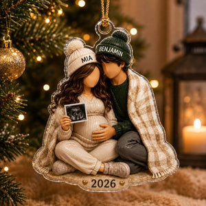 Personalized Pregnancy Christmas Acrylic Ornament, Expecting Parents Baby Keepsake