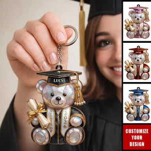 Personalized Class Of Graduation Bear Keychain, Gift For Students