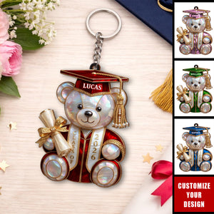 Personalized Class Of Graduation Bear Keychain, Gift For Students