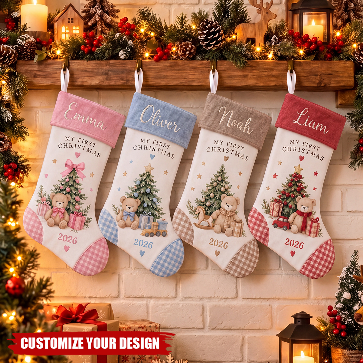 First Christmas Baby Keepsake Teddy Bear - Personalized Stocking