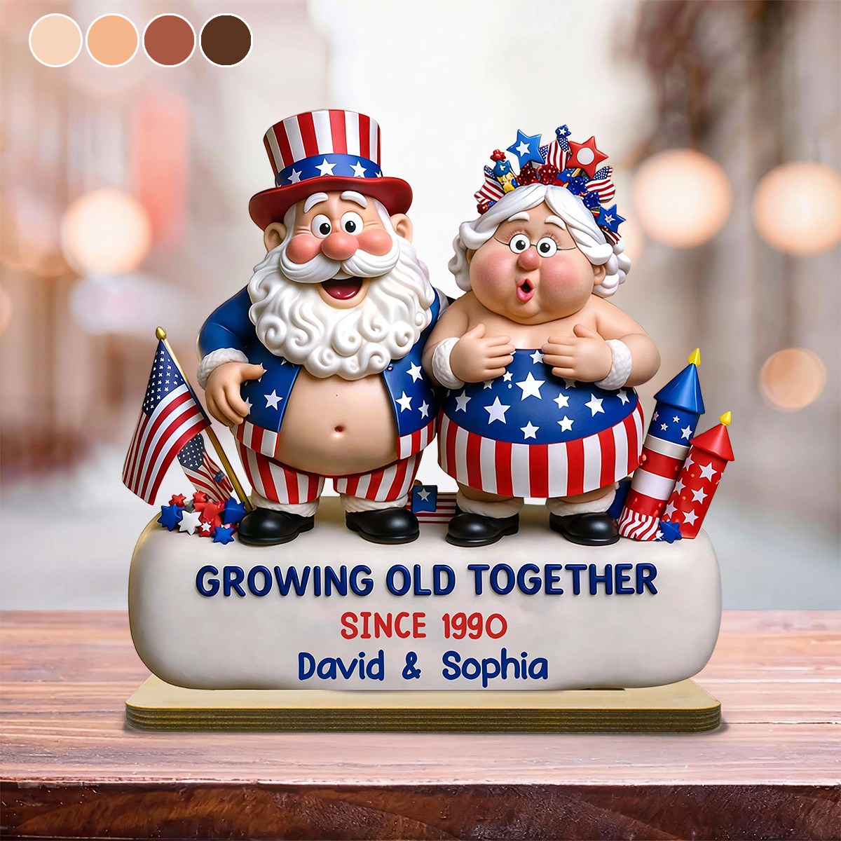 Growing Old Together, Personalized Wood Ornament, Gift For Couples