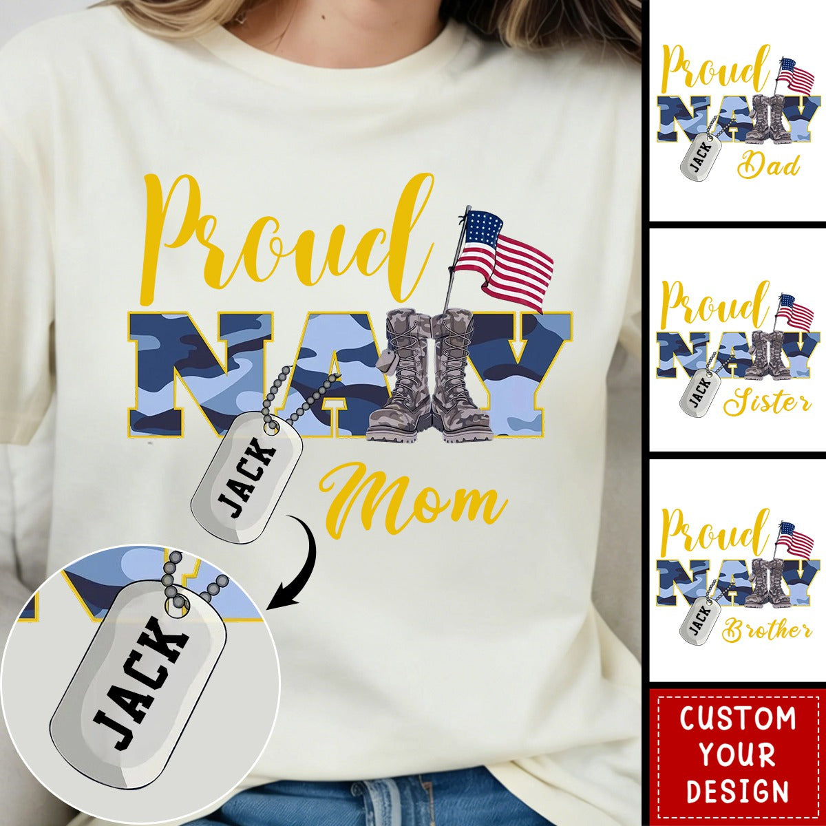 Custom Proud Navy Family Mom Dad Sister Brother Shirts,  Military Family Gift