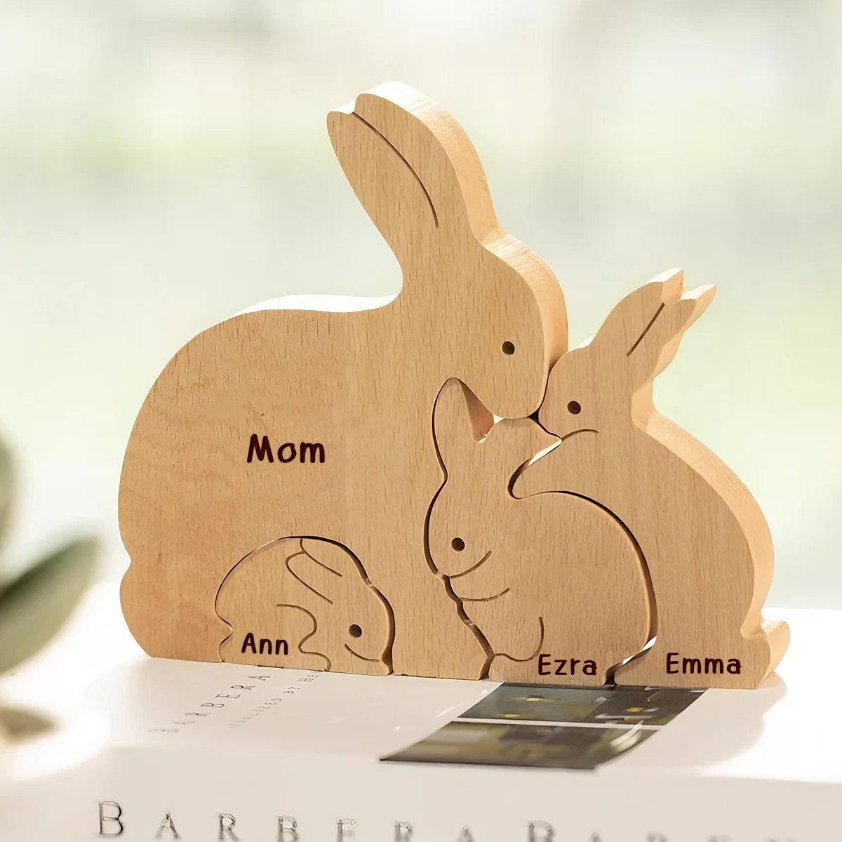 Custom Easter Rabbits Family Wooden Bunny Puzzle