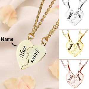 Personalized Heart Puzzle Name Necklace,Gift For Friend/Family