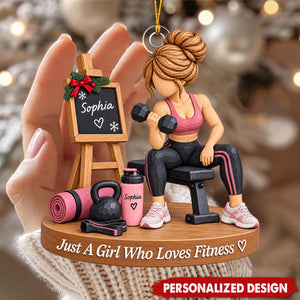 Personalized Fitness Gym Girl Ornament