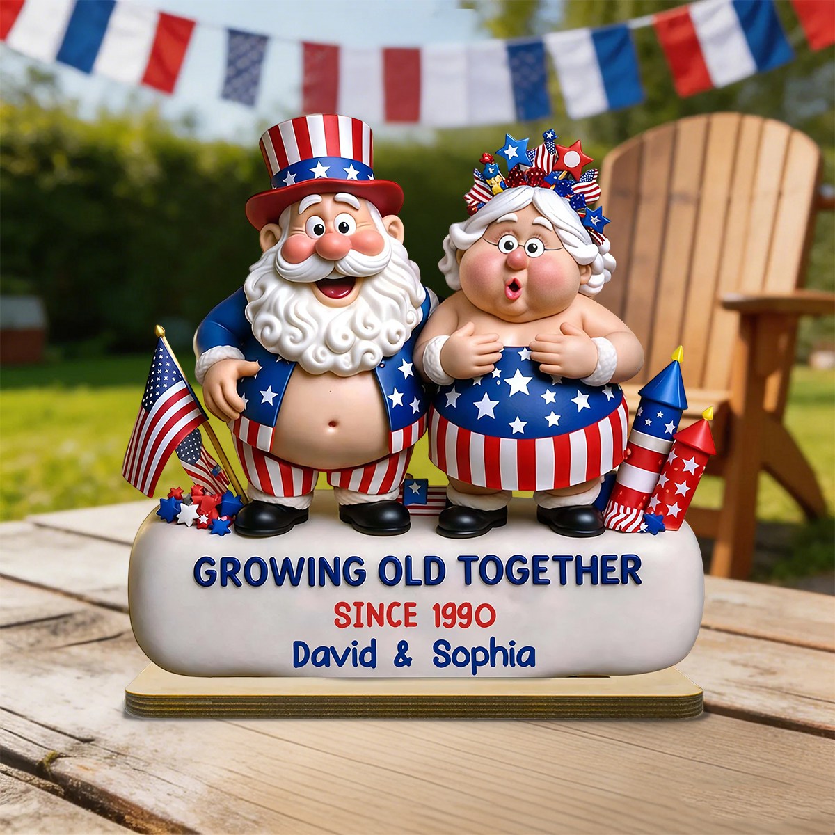 Growing Old Together, Personalized Wood Ornament, Gift For Couples