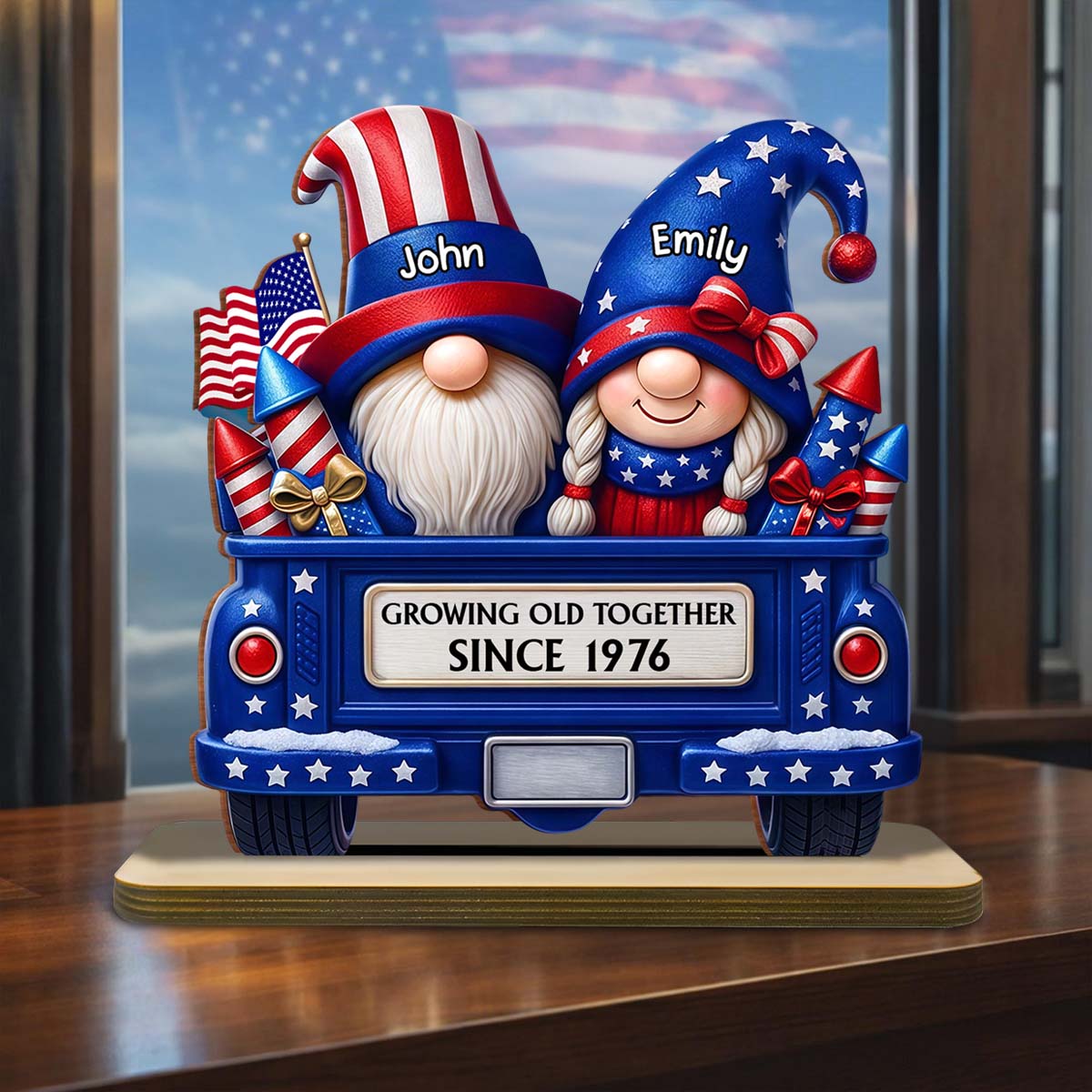 Growing Old Together, Personalized American Couple Wood Plaque, Gift For Couples