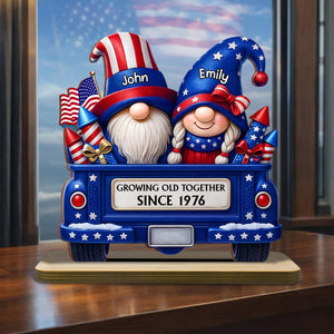 Growing Old Together, Personalized American Couple Wood Plaque, Gift For Couples