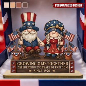 Personalized Growing Old Together Patriotic Wooden Plaque US Anniversary Gift
