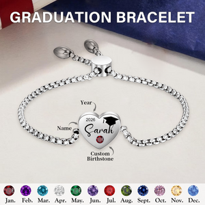 Personalized Graduation Birthstone Bracelet, Gift for Graduates