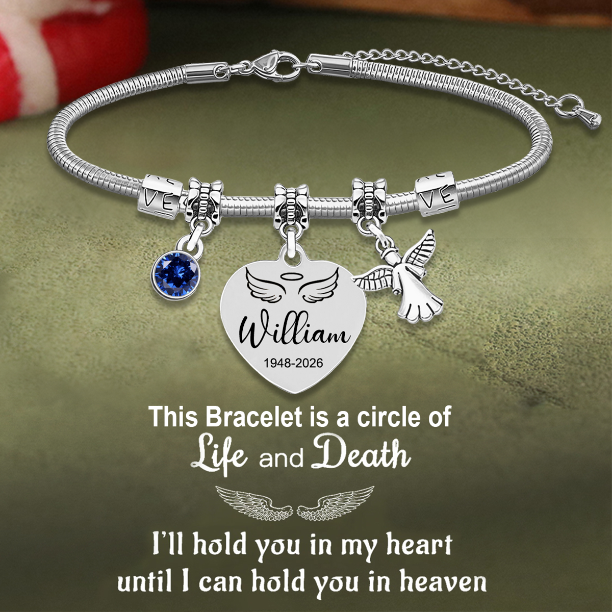 Always In My Heart, Personalized Angel Birthstone Bracelet
