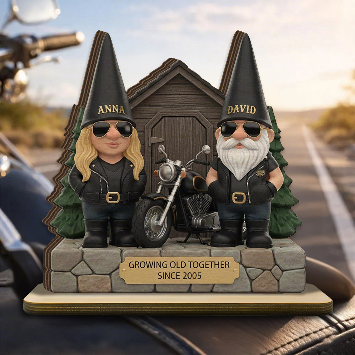Personalized Motorcycle Couple Name & Year Plaque