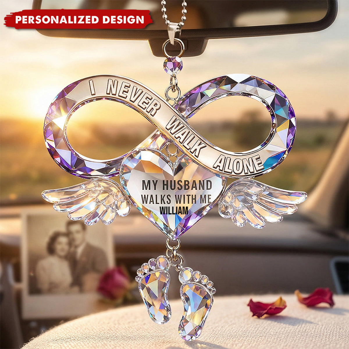 My Husband Walk With Me, Personalized Memorial Car Ornament, Loss of Husband