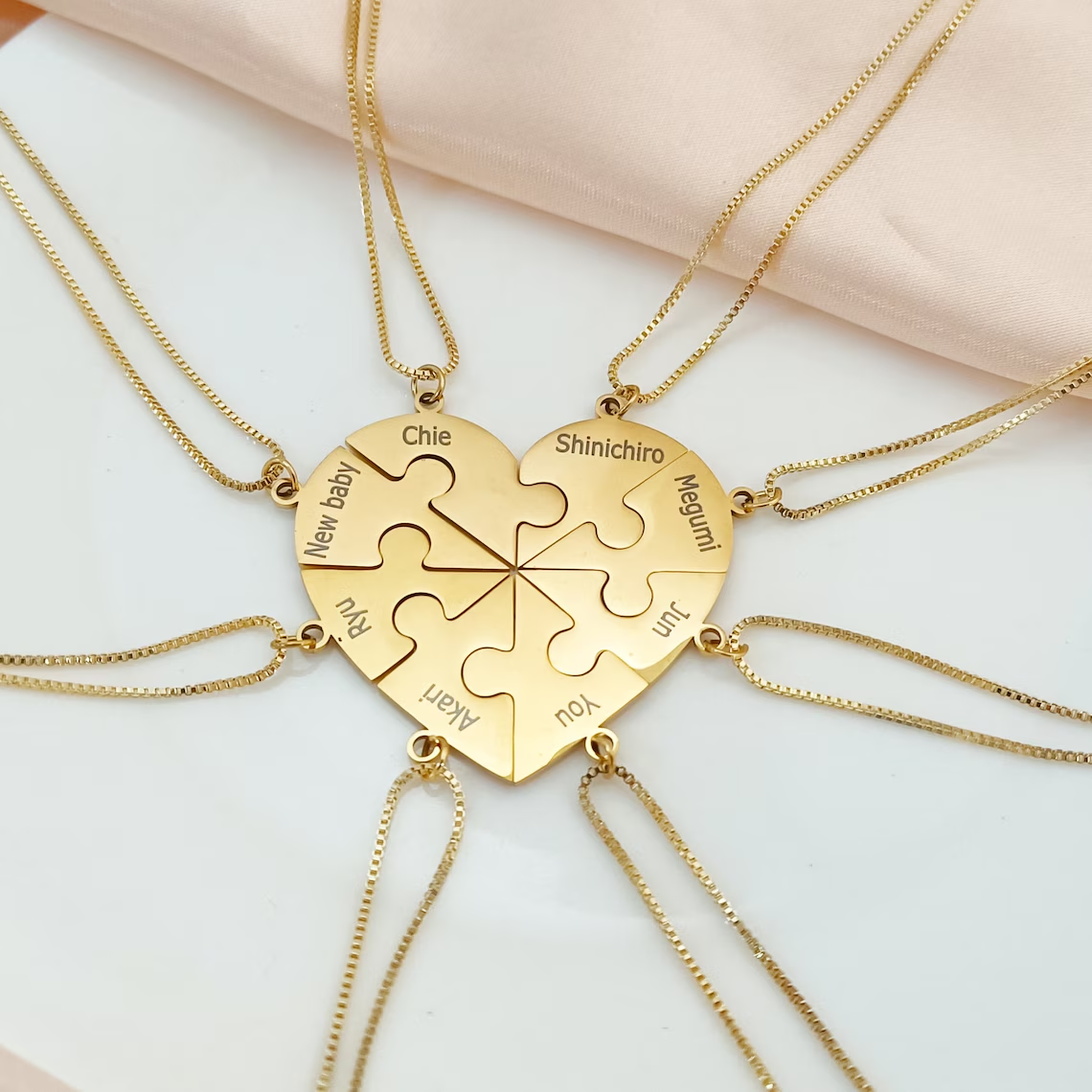 Personalized Heart Puzzle Name Necklace,Gift For Friend/Family