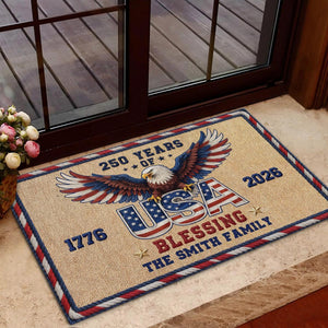 Personalized Family Name 250th Anniversary USA Patriotic Doormat