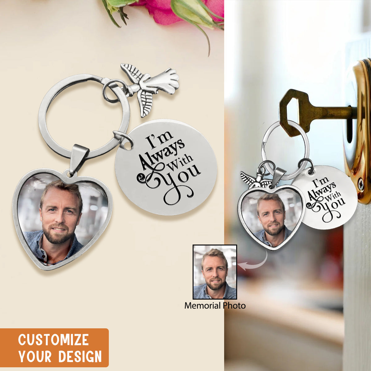 Forever In My Heart - Personalized Photo Memorial Keychain
