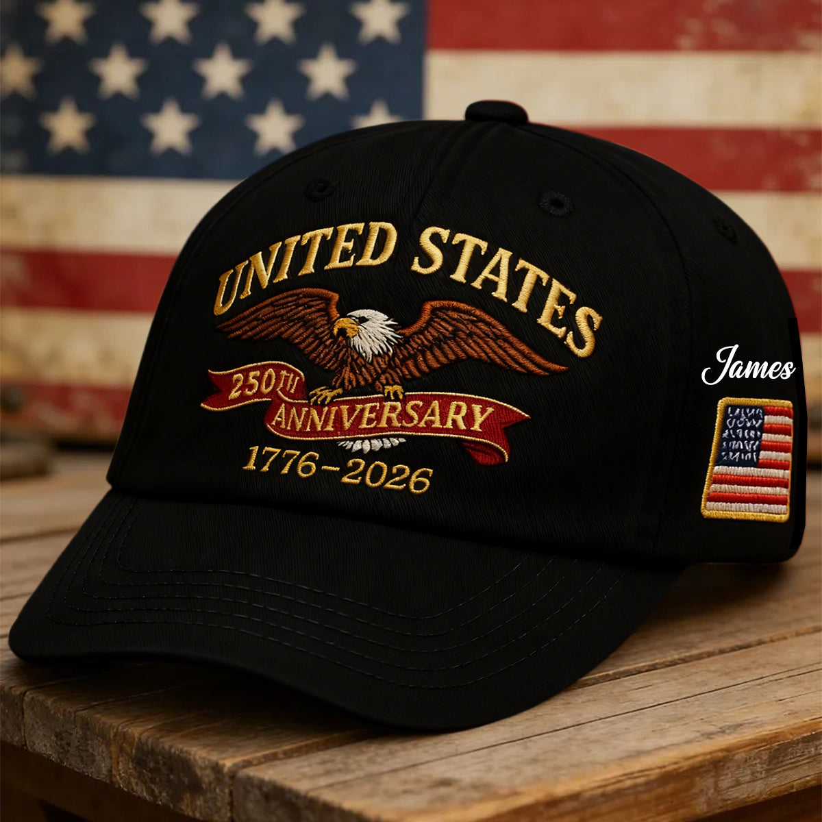 250 Years USA 250th Birthday 1776-2026 Eagle Flag Baseball Cap