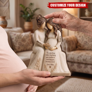 Personalized Mother Daughter Pregnancy Wooden Plaque,Pregnancy Mom Keepsake Gift