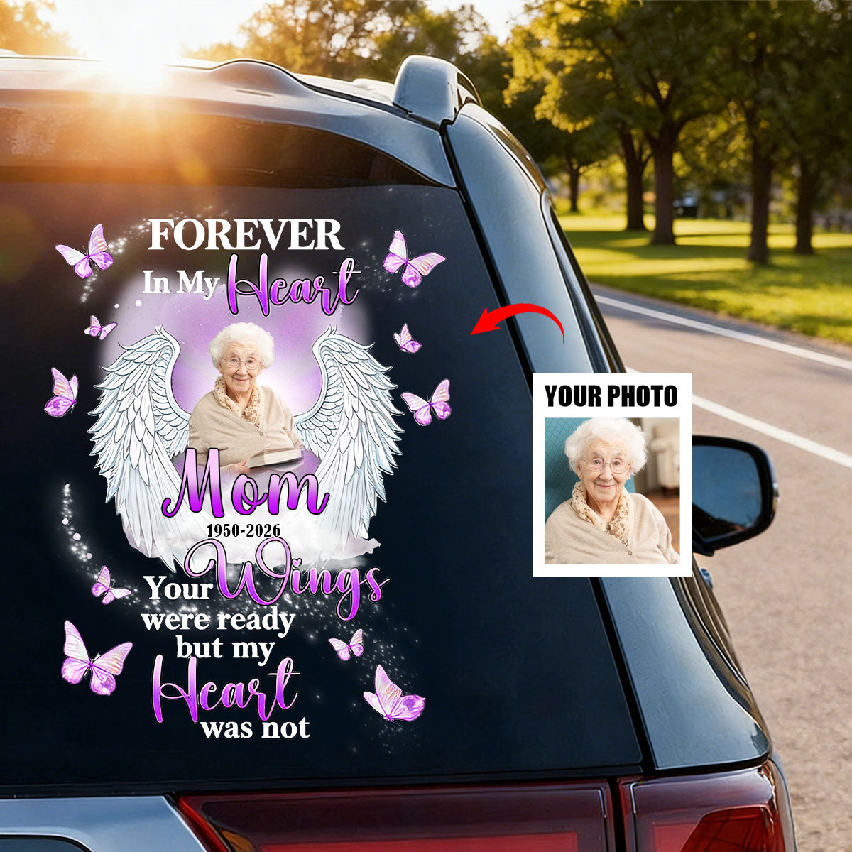 Custom Photo Forever In My Heart Car Window Decal Sticker